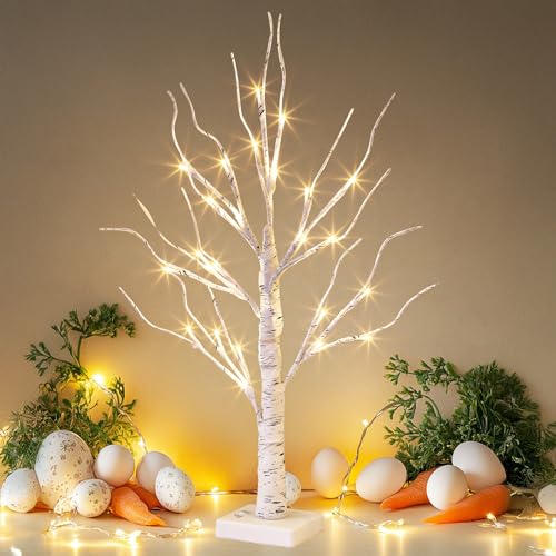 EAMBRITE-Lighted-Birch-Tree-Easter-Decorations-for-Home-White-Birch-Tree-with-Lights-24-LED-Lighted-Mini-Money-Tree-Twig-Tree-Battery-Operated-with-Timer-Christmas-Indoor-Centerpiece-Decor-2FT EAMBRITE Lighted Birch Tree Easter Decorations for Home White Birch Tree with Lights 24 LED Lighted Mini Money Tree Twig Tree Battery Operated with Timer Christmas Indoor Centerpiece Decor 2FT