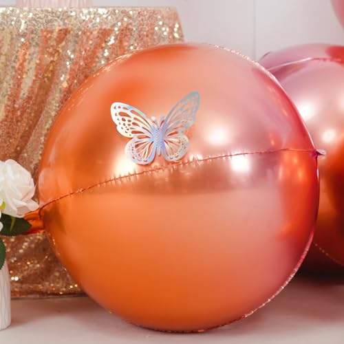 Image of Metallic Orange Round Foil Balloons Summerween Decor 22 Inch 6 Pcs