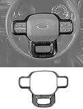 Savadicar Black Wood Grain Interior Accessories - Steering Wheel Trim Cover for Ford F150 (2021-present) - Premium Texture Interior Decor Upgrade Option, 1 PC