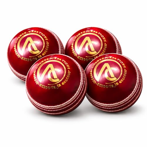 Image of Ananya Creations Classic Red 4 piece Leather Cricket Ball -60 Overs (Super Test) | Premium Hand Stitched | Durable for Test, ODI, T20 & Practice Matches | Swing & Seam Optimized | Premium Shine (4)