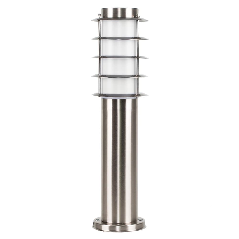 MiniSun | Modern Stainless Steel 450mm Light Post | Post Lights, Home Décor & Improvement Essential | Includes 4W LED Bulb [3000K Warm White] | Mains Wired