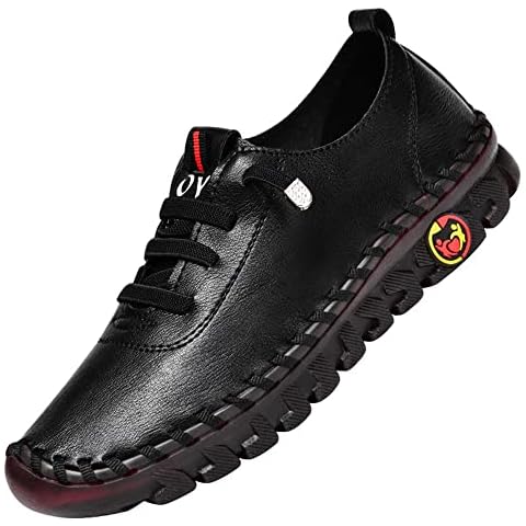 Women Casual Slip on Flat Loafers Comfortable Leather Driving Shoes Soft Walking Shoes Black 38 Cover