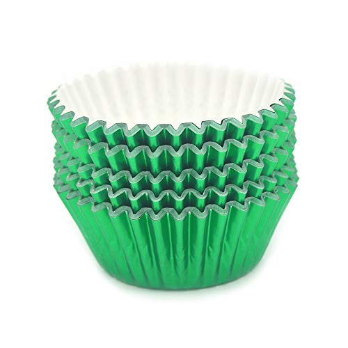 Image of Standard Green Foil Cupcake Liners Muffin Baking Cups for Party and More, 100-Count