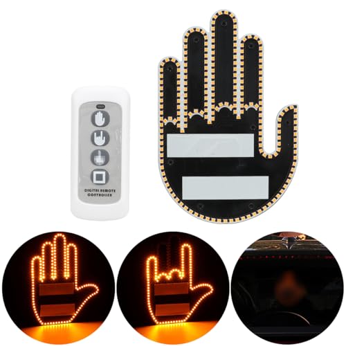 Gesture Led Finger Lights with Remote Control,Wireless Battery Powered Gesture Hand Light for Car Road Mate Hand Adhesive Backed Velcro Installation Hand Light for Car Window