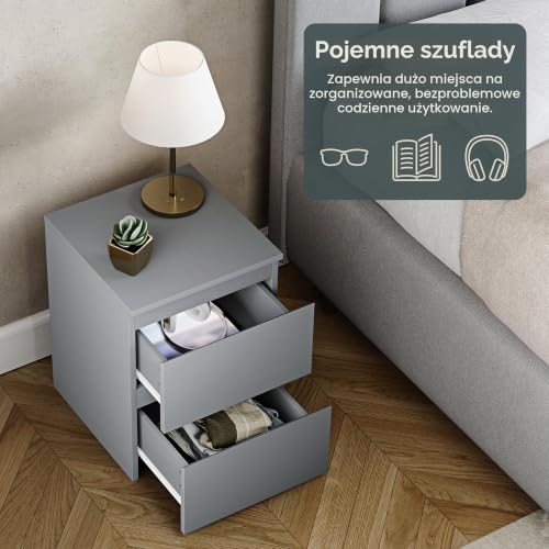 Vida Designs Denver 2-szufladowa komoda nocna (szara)