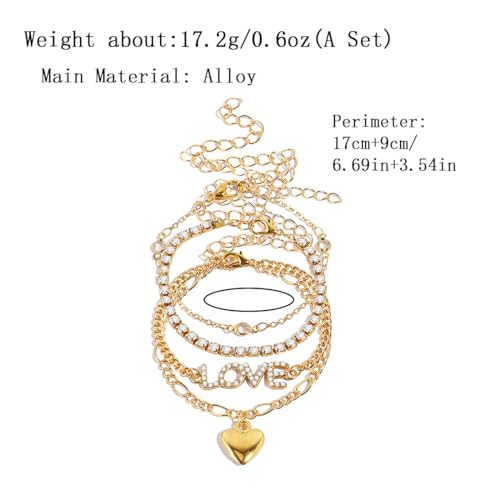 Image of Layered Butterfly Anklet For Women Charms Butterfly Gold Silver Rhinestone Cuban Anklets Adjustable Anklet For Summer Beach (silver)