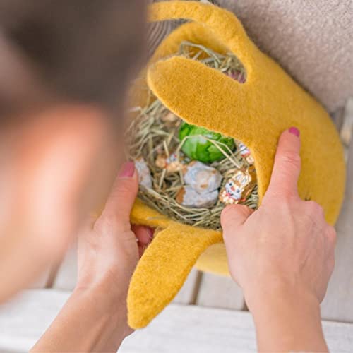 Én Gry & Sif Osterkorb Häschen I Osternest zum Befüllen oder als Osterdeko, hand-made, Osterkörbchen aus Filz, Gelb Kinderkorb