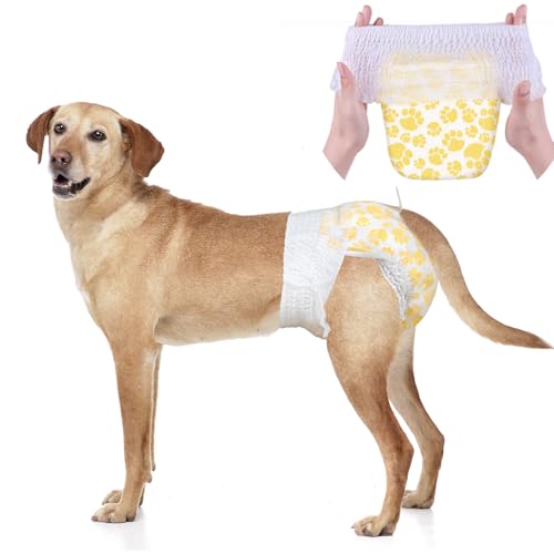 Dono Pañales Perro Hembra, Cintura elástica Envolvente, 10 Unidades, pañal para Perras, Pantalones de celo, súper absorbentes y a Prueba de Fugas, para Perras en celo, incontinencia y Entrenamiento,L