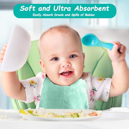 Image of HOMEXCEL Baby Washcloths 12 Pack-Microfiber Coral Fleece Baby Bath Face Towel 7 x 9 Inch Extra Absorbent Soft Burp Cloth and Wash Cloths for Newborn-Infants and Toddlers,Green