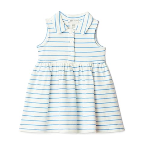 Amazon Essentials Unisex Babies x Sofia Grainge Cotton Pique Baby Girls and Toddler Dress Blue Uneven Thin Stripe 18 Months