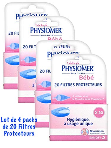 Physiomer - Juego de 4 filtros protectores para fysiomer mosca de bebé, 20 unidades