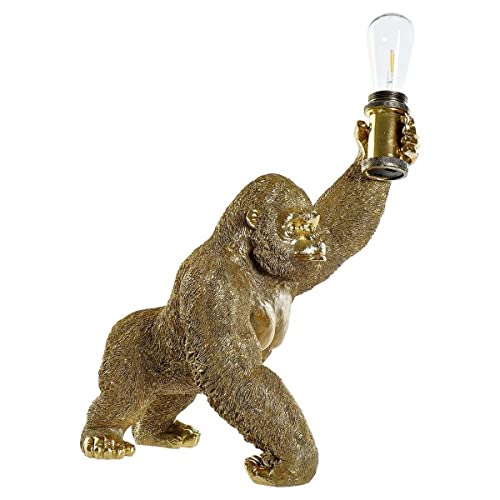 Lampe de Bureau Gorille Doré d'Exception en Résine DKD Home Decor Prestige 50W