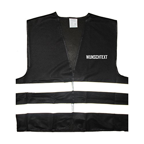 Preisvergleich Produktbild Wunschtext Warnweste - Einheitsgröße bis XXL, Schwarz