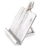 Cookbook Stand Cookbook Holder Recipe Book Holder Rustic Vintage Whitewashed Wood Cookbook Stand for Kitchen Counter Ipad Tablet Stand Portable and Foldable