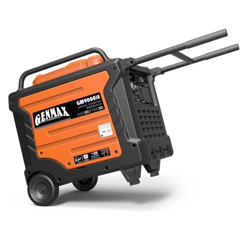 Image of GENMAX Portable Generator, 9000W Super Quiet Gas Powered Engine with Parallel Capability, Remote /Electric Start, Digital Display,EPA Compliant,CO Alarm Ideal for Home Backup Power (GM9000iE)