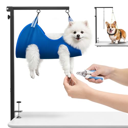 Ruiony Dog Grooming Arm Clamp and Grooming Hammock,