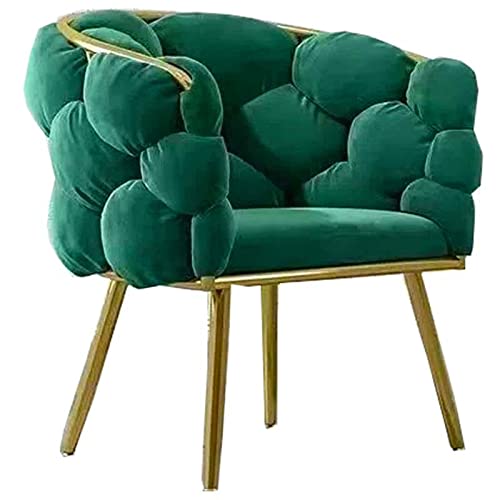 ベルベットのアクセントチェア、モダンなソファチェア金属の安定した構造、寝室リビングルームハウスファミリーストアチェア布張りレジャーアームチェア (Color : Green golden legs)