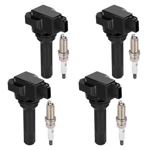 Image of BDFHYK 4 Ignition Coil Pack UF664 and 4 Iridium Spark Plug 93501 Compatible with Subaru 2011-2012 Forester 2.5L H4, 2012 Impreza 2.0L H4 Coil for GN10726 C876 22433AA630