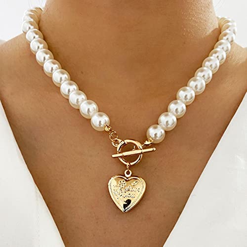 ZXCL Collar de Gargantilla de Perla de la Vendimia para Las Mujeres de la Moda de Verano Collares de Perla de imitación Blanca 2021 Trend Joyas de Boda Elegantes Cover