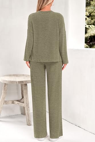 PRETTYGARDEN 2 Piece Sets for Women Fall 2025 Soft Comfy Lounge Long Sleeve Pajamas Set Knit Postpartum Pj Outfits Clothing