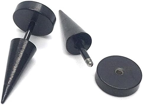 Pair Circle Stud Earrings in Stainless Steel for Men and Women, Spiked Screw Back - Image 3