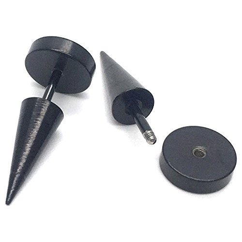 Pair Circle Stud Earrings in Stainless Steel for Men and Women, Spiked Screw Back3