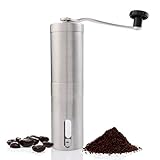Manual Coffee Grinder, Brushed Stainless Steel Hand Crank Mill, Adjustable Ceramic Burr Mill for Precision Brewing - Perfect for Traveling