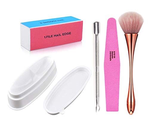 Dipping Powder Tool Kit-mit French Nail Dipping Powder Container Tray Nagelstaubbürste Nagelfeilen Pufferblock und Nägel…