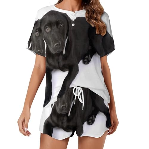 Pyjama short Labrador noir parfait pour les soirées d'été décontractées