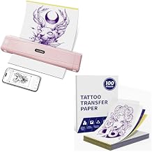 TATTMUSE Pink Tattoo Printer Machine with 110pcs Transfer Paper, Wireless Thermal Tattoo Transfer Printer for Skin