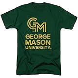 George Mason University Official Distressed Primary Logo Unisex Adult T Shirt, Hunter Green, 2X-Large