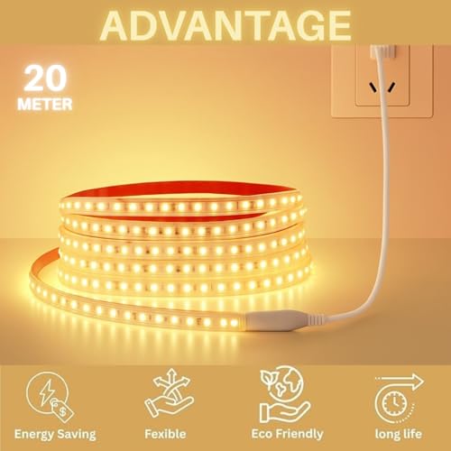 One94Store 20 Meter Warm White LED Rope Light | Waterproof SMD LED Pipe Light for Diwali Decoration, Home Décor, Ceiling Cove Lighting, Indoor & Outdoor Festive Use - Image 3