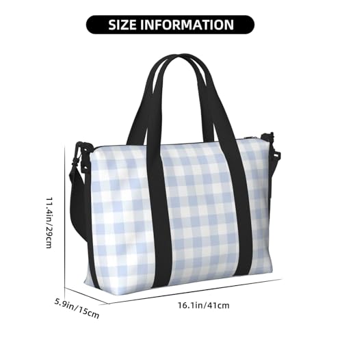 Travel Duffle Bags For Women Men - Blue Checkboard Print Personal Item Weekender Overnight Gym Carry On Airport Tote Bag With Strap For Yoga, Travel, Business Trips2