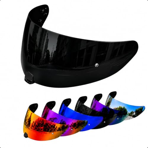 Image of PSLER Shatterproof Helmet Visor for i10 HJ-31 i70,Dark Black | Impact-Resistant ,UV400 Protection, Motorcycle Tinted Face Shield for i10 HJ-31 i70 ,Visor Replacement