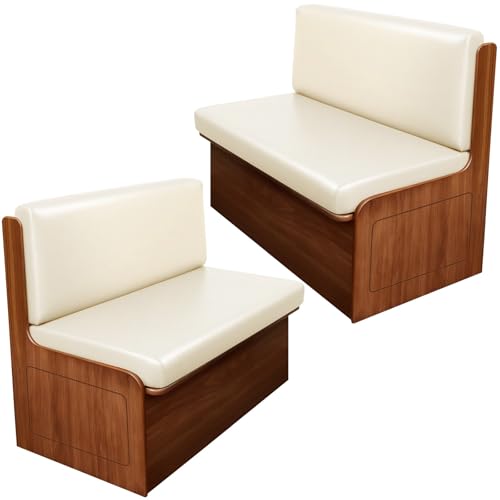 Image of SearchI PU Leather RV Dinette Cushion Covers, Stretch Camper Cushion Slipcovers for Travel Trailer Couch RV Booth Seat, Replacement Camper Sofa Chair Protector(2 Backrest Cover & 2 Bench Cover, Cream)