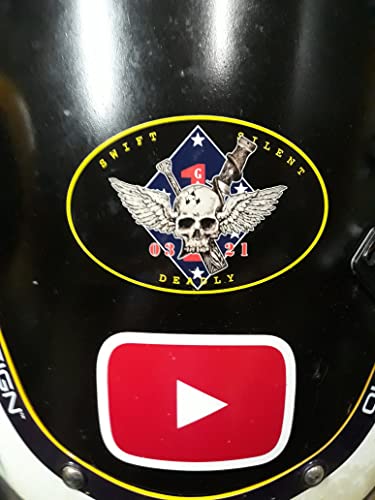 Image of Recon Jack 3 inch by 4.75 inch Oval Sticker with Recon Jack Logo in The Center and The 1st Marine Division Logo Behind it and 0321 on Each Side of The Jack.