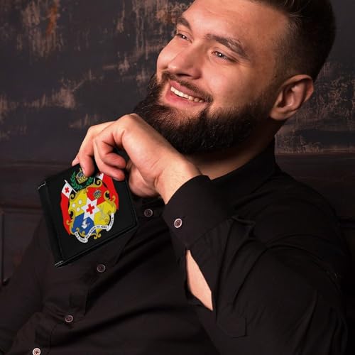 Tonga National Emblem Tongan Slim Mens Leather Wallet Money Clip Single-Sided Print Bifold Purse with 6 Credit Card Holders4