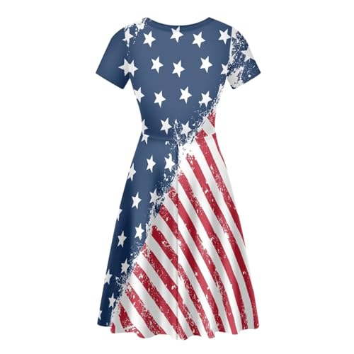 Image of POLERO Sunflower Dress for Women Floral Summer Dresses Short Sleeve Casual Sundresses Midi Dresses