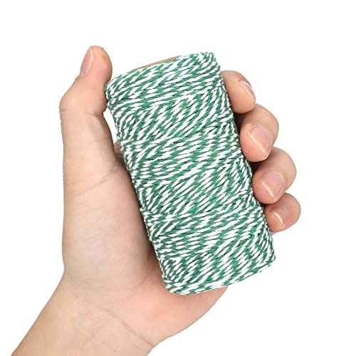 Image of jijAcraft Green and White Twine String, 328 Feet Christmas Bakers Twine String, 2MM Heavy Duty Packing String for DIY Crafts, Christmas Decoration, Gift Wrapping, Craft Wrapping