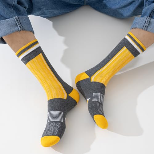 Mens Socks 6 Pairs, Socks Mens Multipack for Work, Walking, Sports, Hiking, Running, Cycling, Breathable Cotton Socks, Cushioned Crew Socks, Anti-Blister, Anti-Odour, Moisture-Wicking