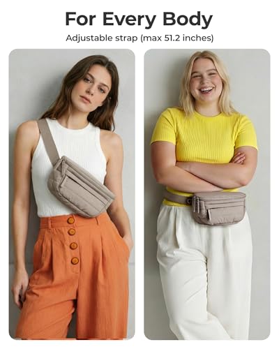 Image of BAGSMART Fanny Packs for Women Cross Body Lightweight Puffy Belt Bag | Quilted Purse with Multi Pockets for Traveling Hiking Black