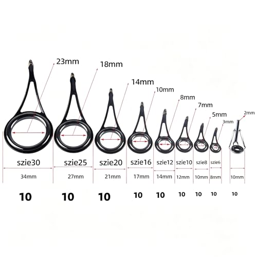 Kit 90 piezas anillas reparacion cañas pesca miniatura 2