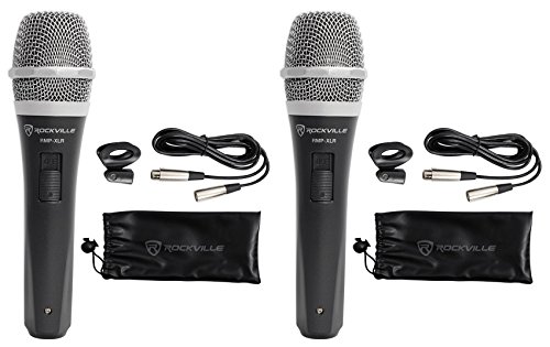 Rockville (2) RMP-XLR Dynamic Cardioid Professional Microphone W/10' XLR Cable + Clip