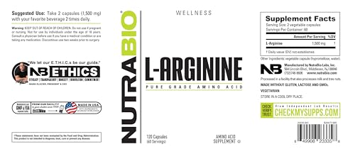 NutraBio L-Arginine Supplement