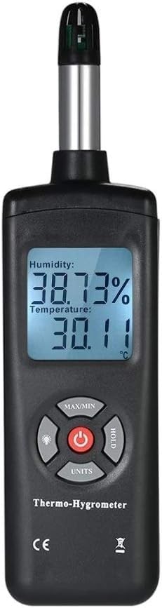 Termómetro digital, higrómetro, sensor de humedad y temperatura, pirómetro y psicrómetro.(Black)