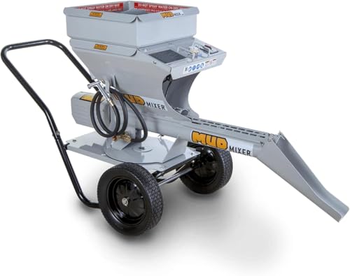 MudMixer Evolution Bundle Concrete Mixer with Hopper Extension (300lbs Capacity) and Chute Extension (18 Reach) Processes 45+ 80lb Bags/Hour