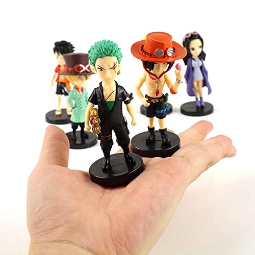 Image of Trunkin One Piece 6 Pcs Small Anime Action Figure Set Luffy Zoro Sanji Ace Sabo Robin PVC Figures Weeb Manga Collection Model Doll Gift Action Figurine