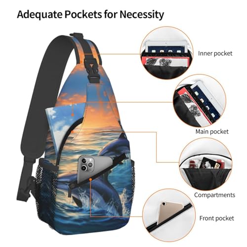Mochila Sling para Mujer y Hombre con diseño de delfines miniatura 3