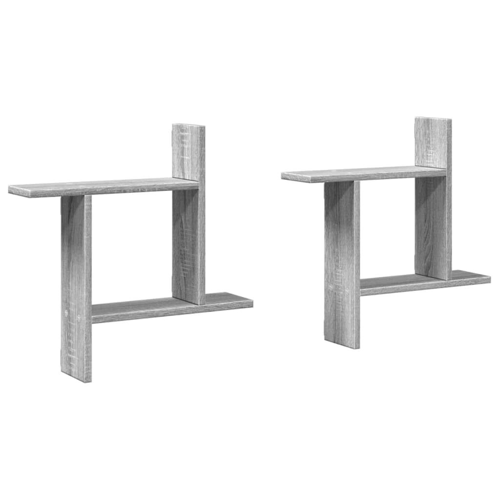 Juego de 2 estanterías de pared, color gris, 50 x 12 x 50 cm, material de madera, diseño moderno, robusto, para salón, pasillo y baño