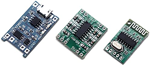 Electronic Spices Combo of PAM8403 Amplifier Board with Bluetooth Audio Receiver & Micro USB Battery Charger Module
